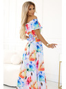 numoco Дълга лятна рокля с колан - цветна флорална шарка Numoco