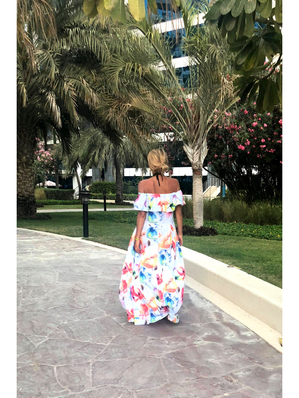 numoco Дълга лятна рокля с колан - цветна флорална шарка Numoco