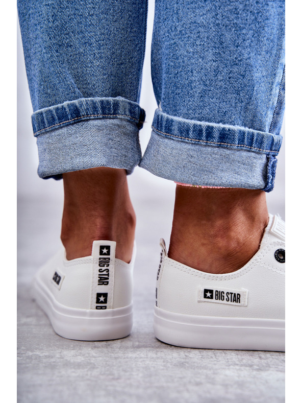 BIG STAR SHOES Дамски ниски кожени кецове Big Star - бели