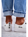 BIG STAR SHOES Дамски ниски кожени кецове Big Star - бели