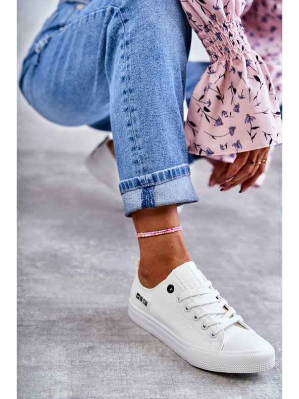 BIG STAR SHOES Дамски ниски кожени кецове Big Star - бели