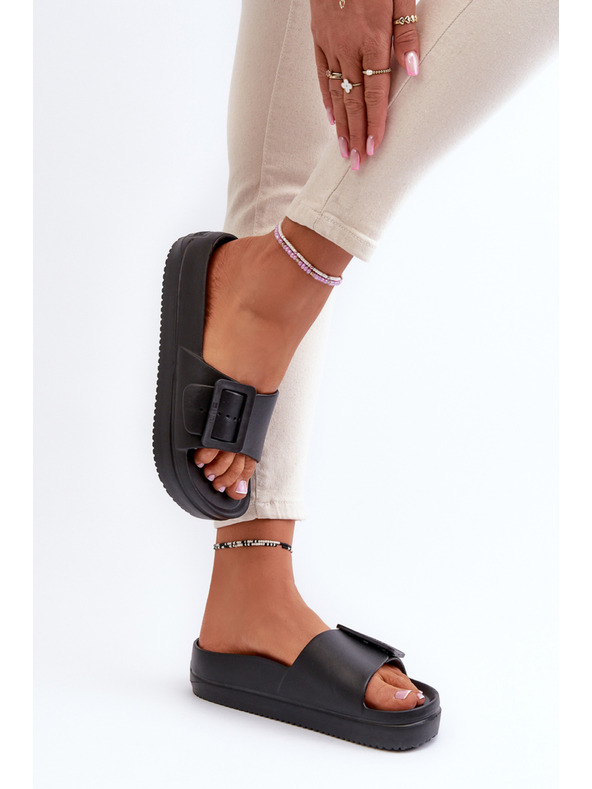 BIG STAR SHOES Дамски чехли с платформа от пяна и катарама Big Star Black