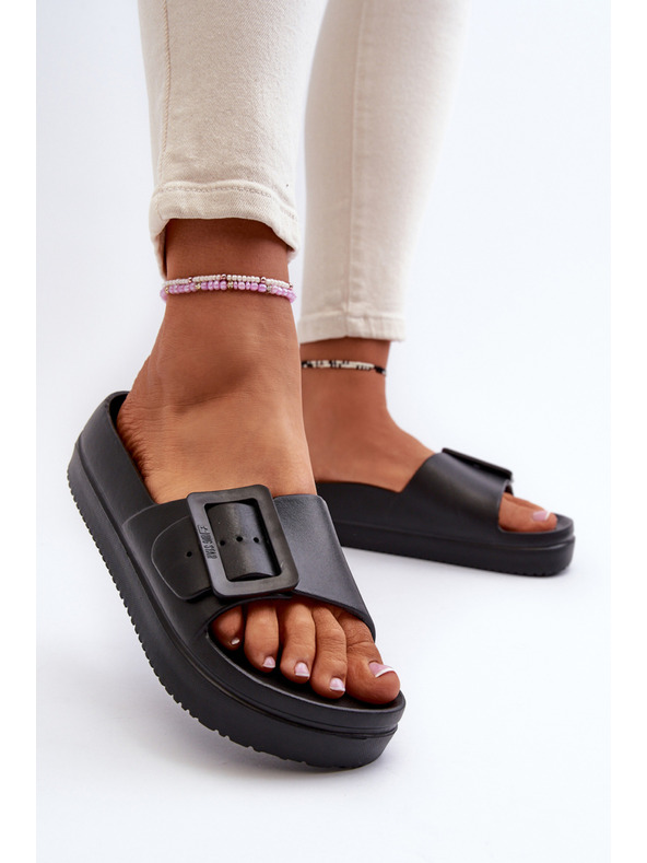 BIG STAR SHOES Дамски чехли с платформа от пяна и катарама Big Star Black