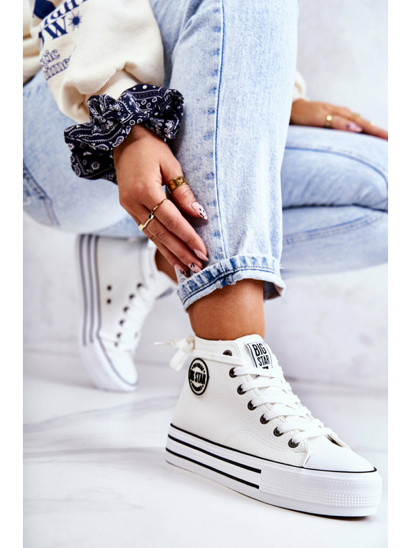 BIG STAR SHOES Дамски високи кецове Big Star - бели