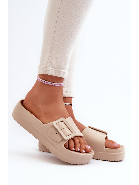 BIG STAR SHOES Дамски чехли от пенопласт с платформа и катарама Big Star бежов