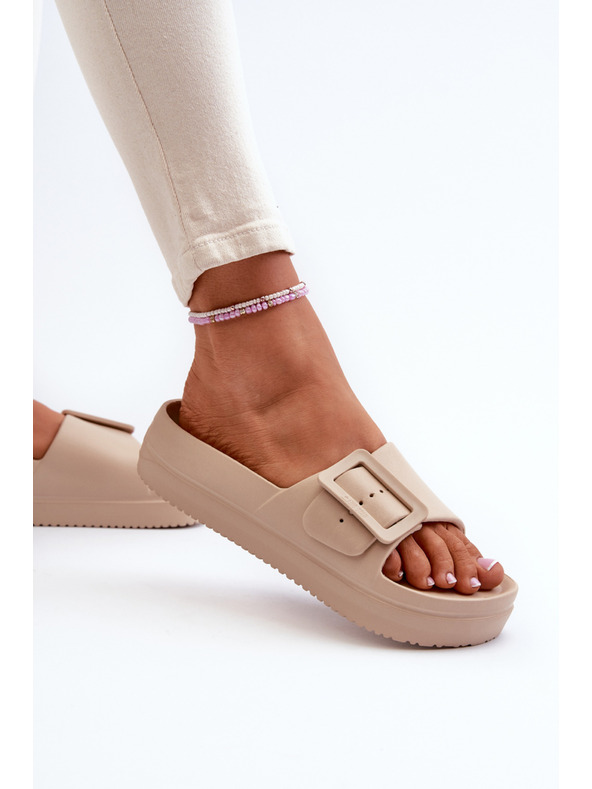 BIG STAR SHOES Дамски чехли от пенопласт с платформа и катарама Big Star бежов