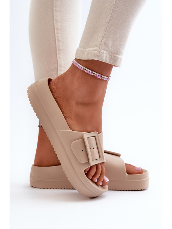 BIG STAR SHOES Дамски чехли от пенопласт с платформа и катарама Big Star бежов