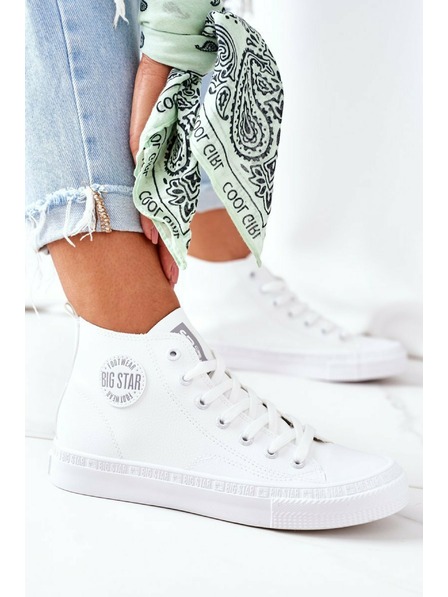 BIG STAR SHOES Дамски високи кецове от естествена кожа Big Star White
