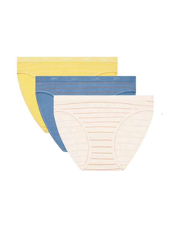 DIM Дамски памучни гащи 3 бр. - светлосини - оранжеви - жълти DIM