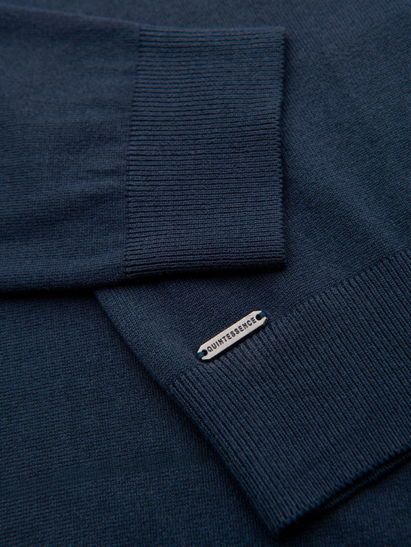 Ombre Clothing Мъжки трикотажен пуловер със структурирани точки - тъмно синьо Ombre Clothing