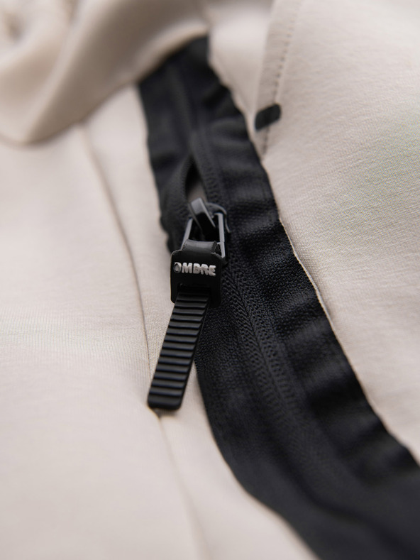 Ombre Clothing Мъжки спортни панталони с оребрени маншети и декоративен цип - пясъчен Ombre Clothing