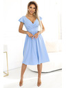 numoco Рокля с деколте и къс ръкав - светлосиня Numoco