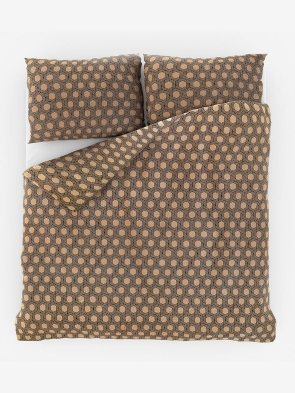 Kvalitex Сатенено френско удължено спално бельо Luxury Collection 1+2, 240x220, 70x90cm Carero бежово Kvalitex