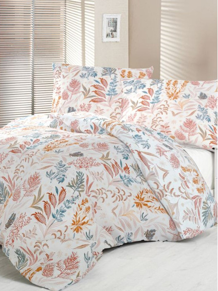 Kvalitex Сатенено френско удължено спално бельо Luxury Collection 1+2, 240x220, 70x90cm Coral garden Kvalitex