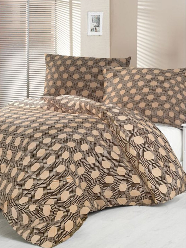 Kvalitex Сатенено удължено спално бельо Luxury Collection 140x220, 70x90cm Carero бежово Kvalitex