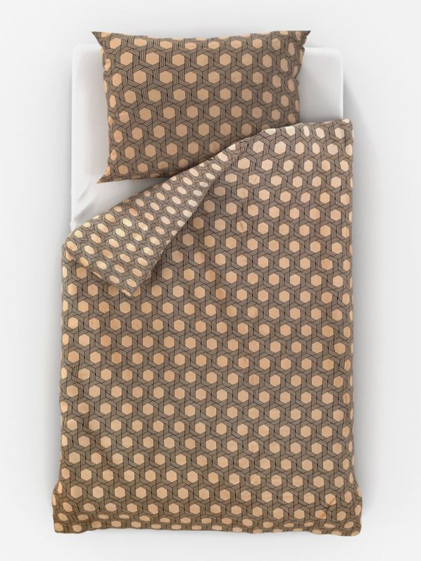 Kvalitex Сатенено удължено спално бельо Luxury Collection 140x220, 70x90cm Carero бежово Kvalitex