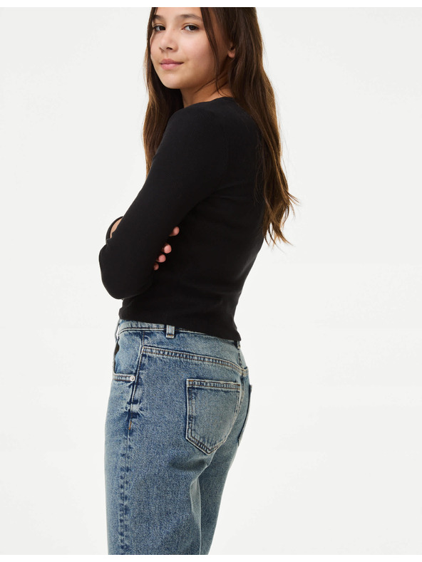 Marks & Spencer Дънки Mom модел Marks & Spencer в морско синьо