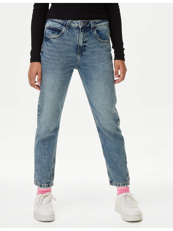 Marks & Spencer Дънки Mom модел Marks & Spencer в морско синьо