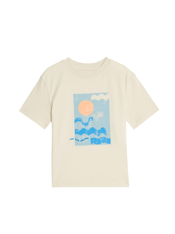 Marks & Spencer Тениска от чист памук с графичен десен на вълни Marks & Spencer