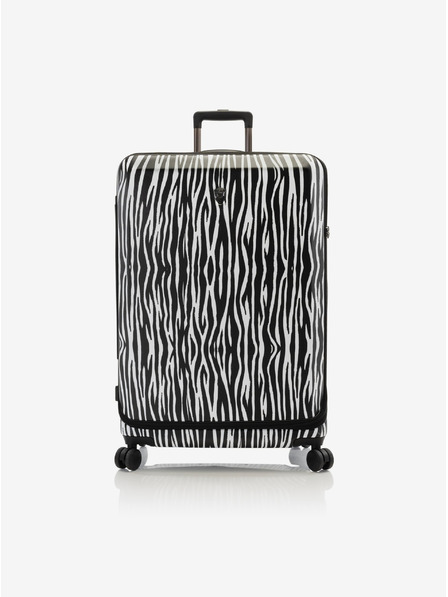 Heys Бяло-черен пътнически куфар с животински принт Heys EZ Fashion L Zebra