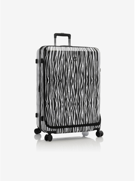 Heys Бяло-черен пътнически куфар с животински принт Heys EZ Fashion L Zebra