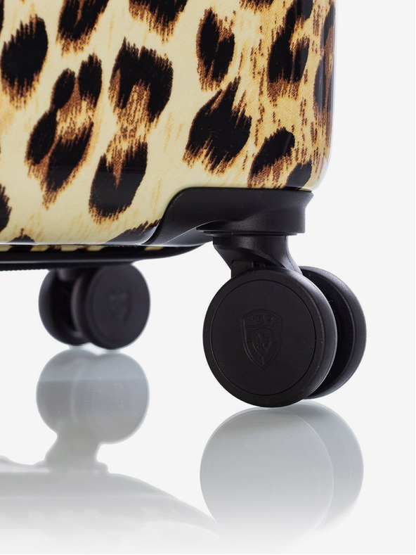 Heys Черно-кафяв щампован пътен куфар Heys Brown Leopard M