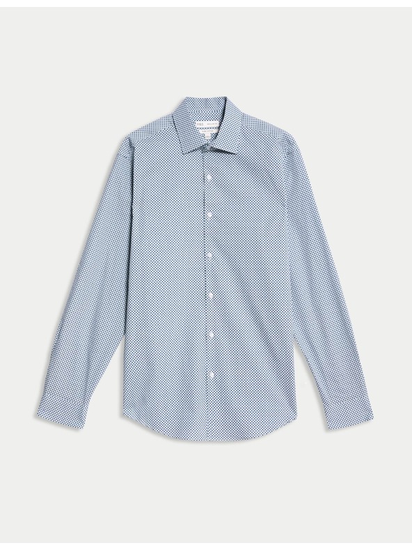 Marks & Spencer Риза от чист памук, нормален силует Marks & Spencer синя