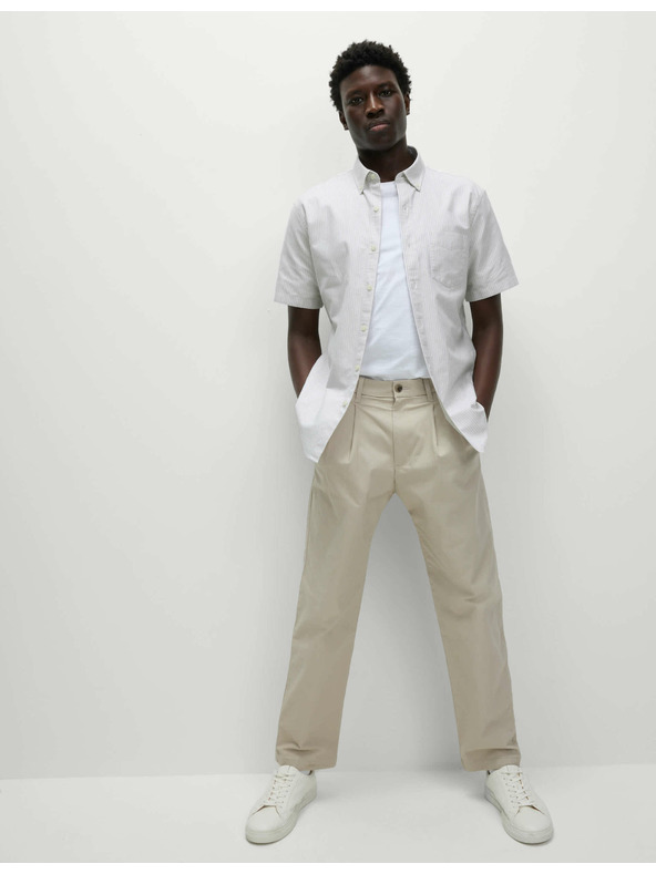 Marks & Spencer Раирана оксфордска риза от памук Marks & Spencer бежова