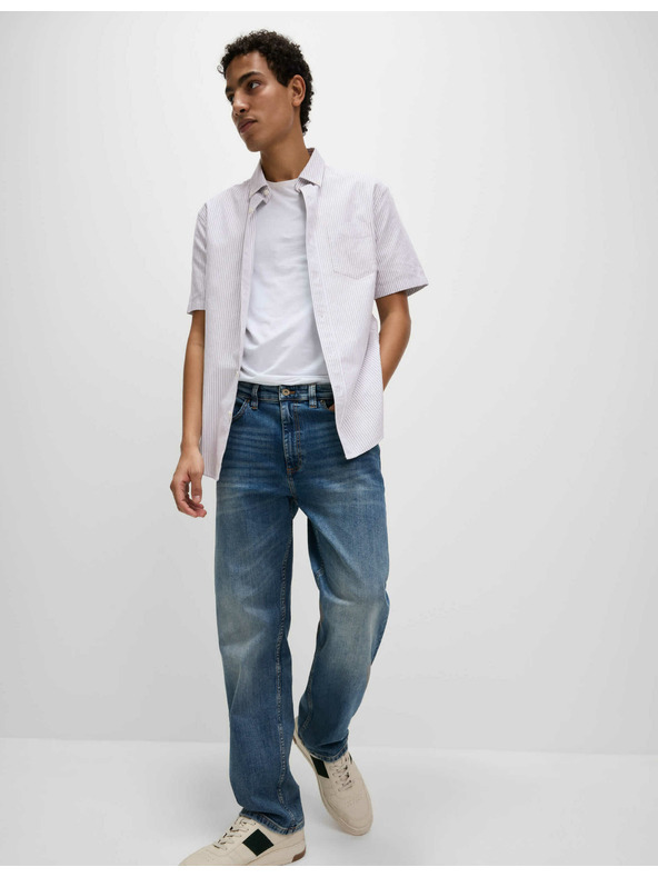 Marks & Spencer Раирана оксфордска риза от памук Marks & Spencer зелена