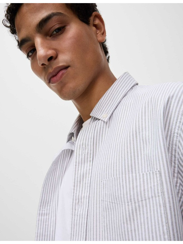 Marks & Spencer Раирана оксфордска риза от памук Marks & Spencer зелена