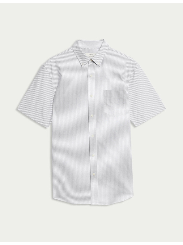 Marks & Spencer Раирана оксфордска риза от памук Marks & Spencer зелена