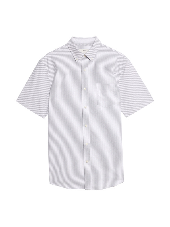 Marks & Spencer Раирана оксфордска риза от памук Marks & Spencer зелена