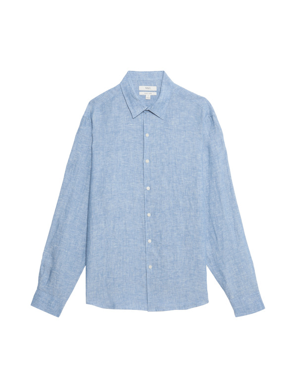 Marks & Spencer Риза от чист лен Marks & Spencer синя