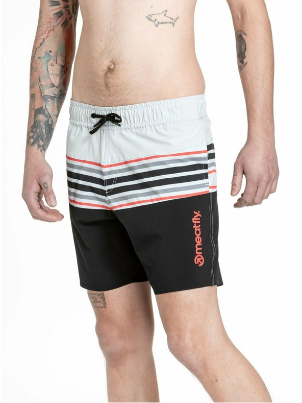 Meatfly Meatfly мъжки плувни шорти Keith Boardshorts 17" Light Grey / Red Orange | Сива | Размер