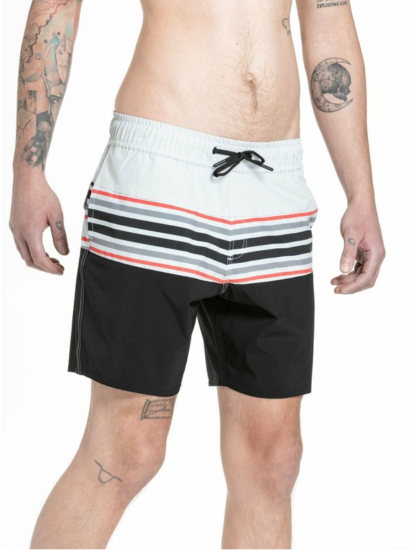 Meatfly Meatfly мъжки плувни шорти Keith Boardshorts 17" Light Grey / Red Orange | Сива | Размер