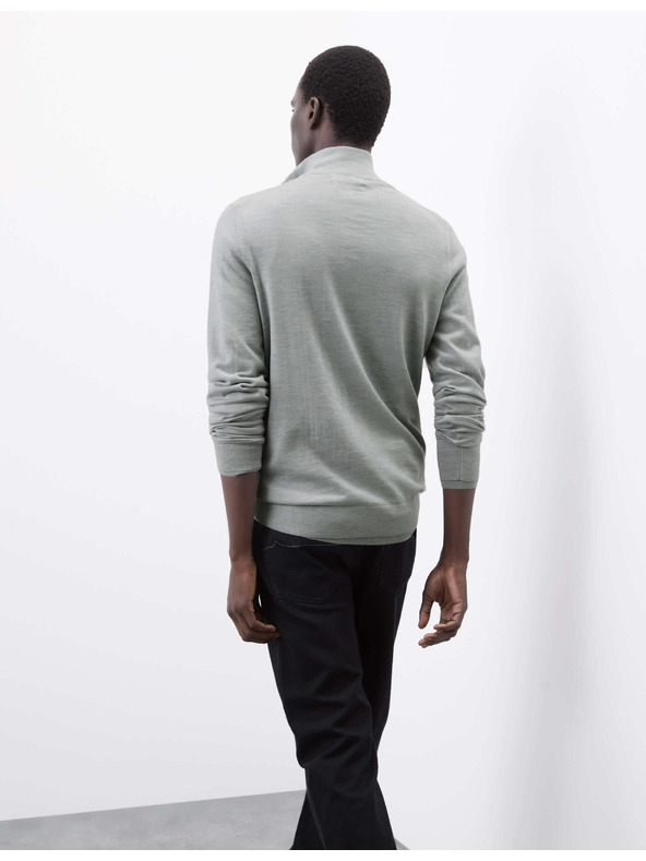 Marks & Spencer Пуловер с къс цип от мериносова вълна Marks & Spencer сив