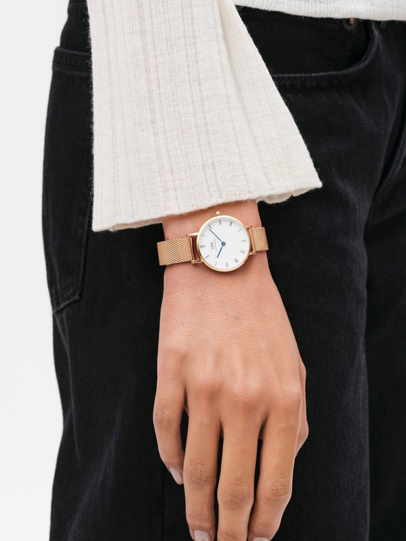 Daniel Wellington Розово-златни дамски часовник Daniel Wellington mesh Petite Melrose