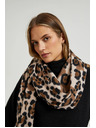 Moodo Бежово-кафяв дамски шал с десен Moodo