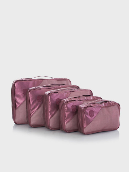 Heys Комплект от пет пътни торбички в тъмно розов цвят Heys Metallic Packing Cube 5pc