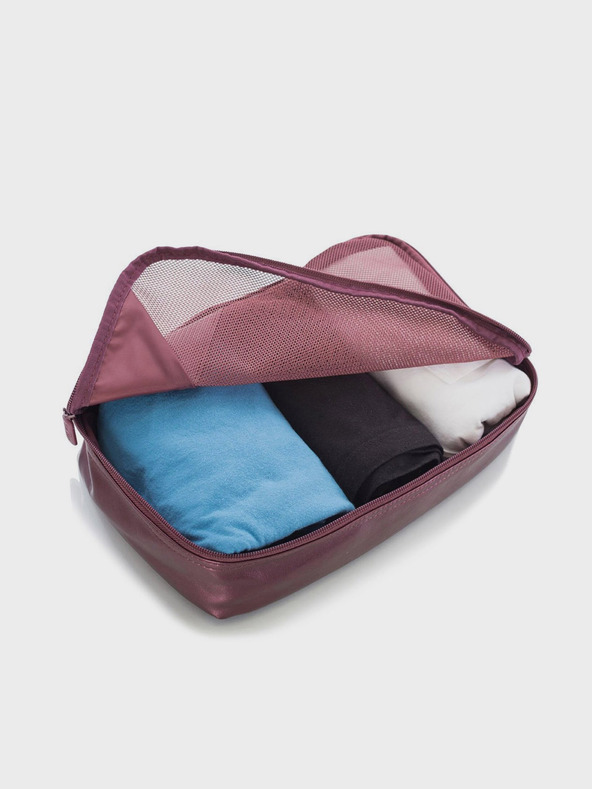 Heys Комплект от пет пътни торбички в тъмно розов цвят Heys Metallic Packing Cube 5pc