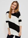 Moodo Бяло-черен дамски пуловер Moodo