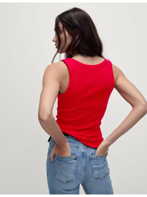 Marks & Spencer Ребрест топ с висок процент памук Marks & Spencer червен