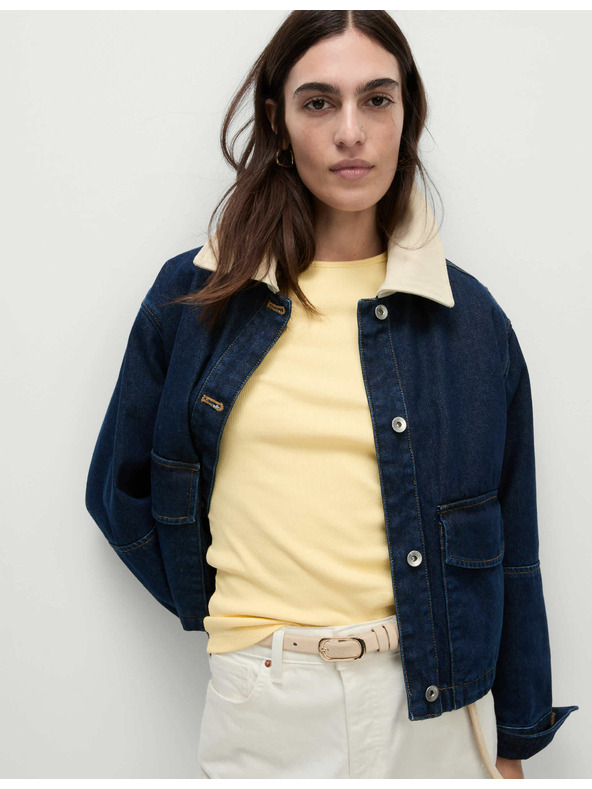 Marks & Spencer Тясно ребрено тясно тениска с висок дял памук Marks & Spencer