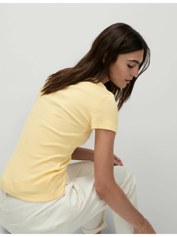 Marks & Spencer Тясно ребрено тясно тениска с висок дял памук Marks & Spencer