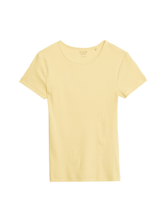 Marks & Spencer Тясно ребрено тясно тениска с висок дял памук Marks & Spencer