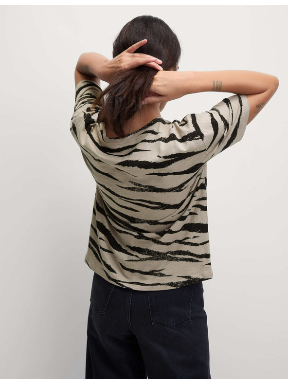 Marks & Spencer Тениска с принт от памучно-модален плат Marks & Spencer в бежово