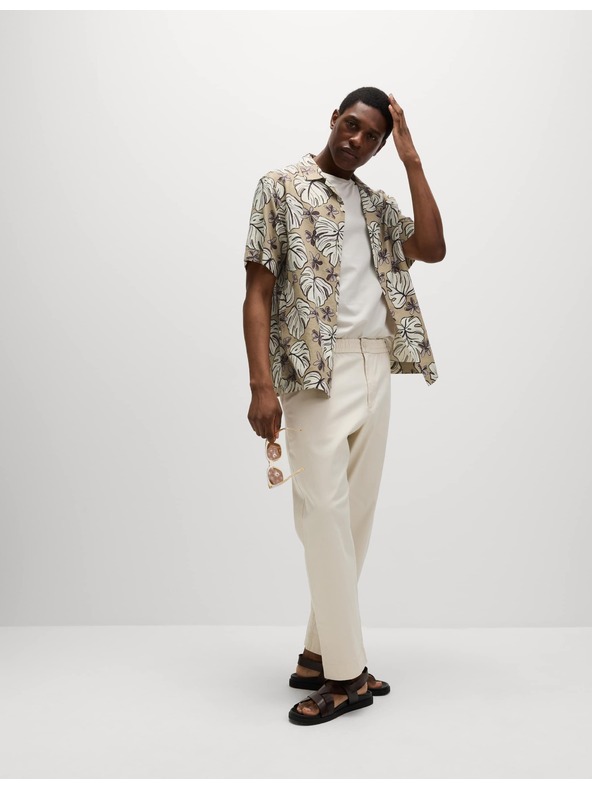 Marks & Spencer Риза с нормална кройка с висок дял лен и принт Marks & Spencer