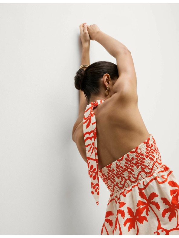 Marks & Spencer Плажен топ от чист памук с принт Marks & Spencer червен