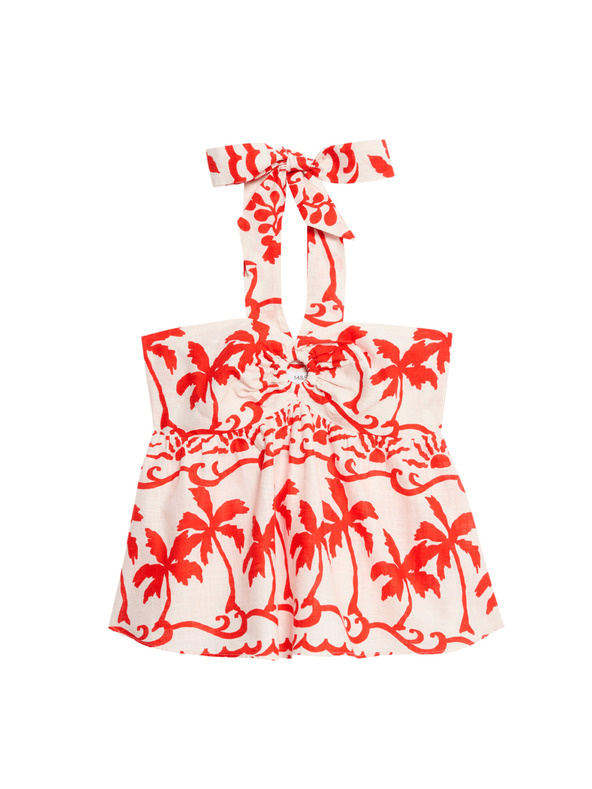 Marks & Spencer Плажен топ от чист памук с принт Marks & Spencer червен