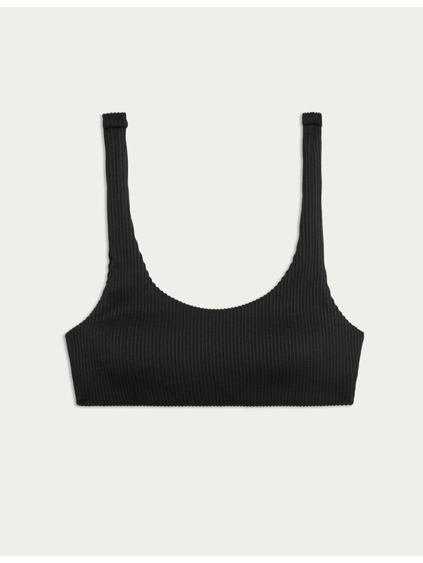 Marks & Spencer Рипсен горен сутиен за бански с овално деколте и подплънки Marks & Spencer черно